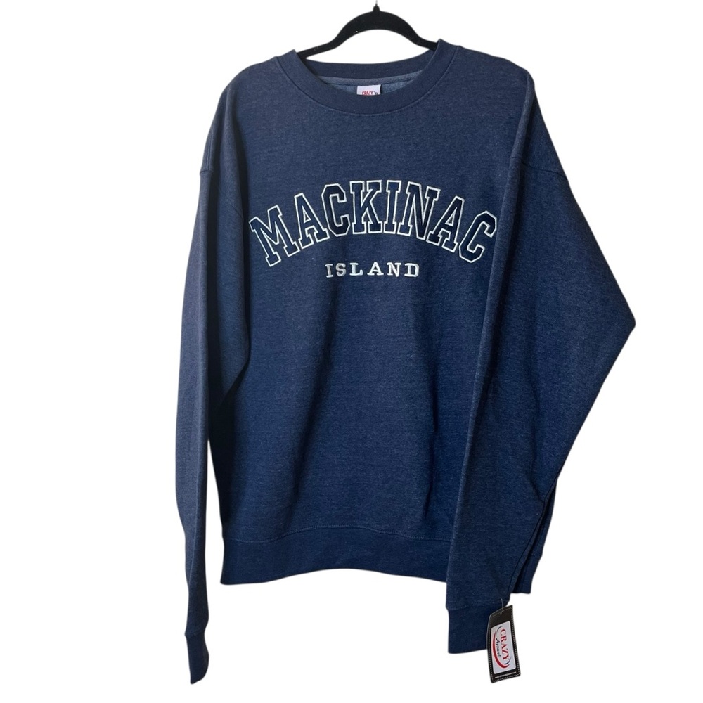 Mackinac Island Crewneck Sweater with Varsity Style Sz 2X